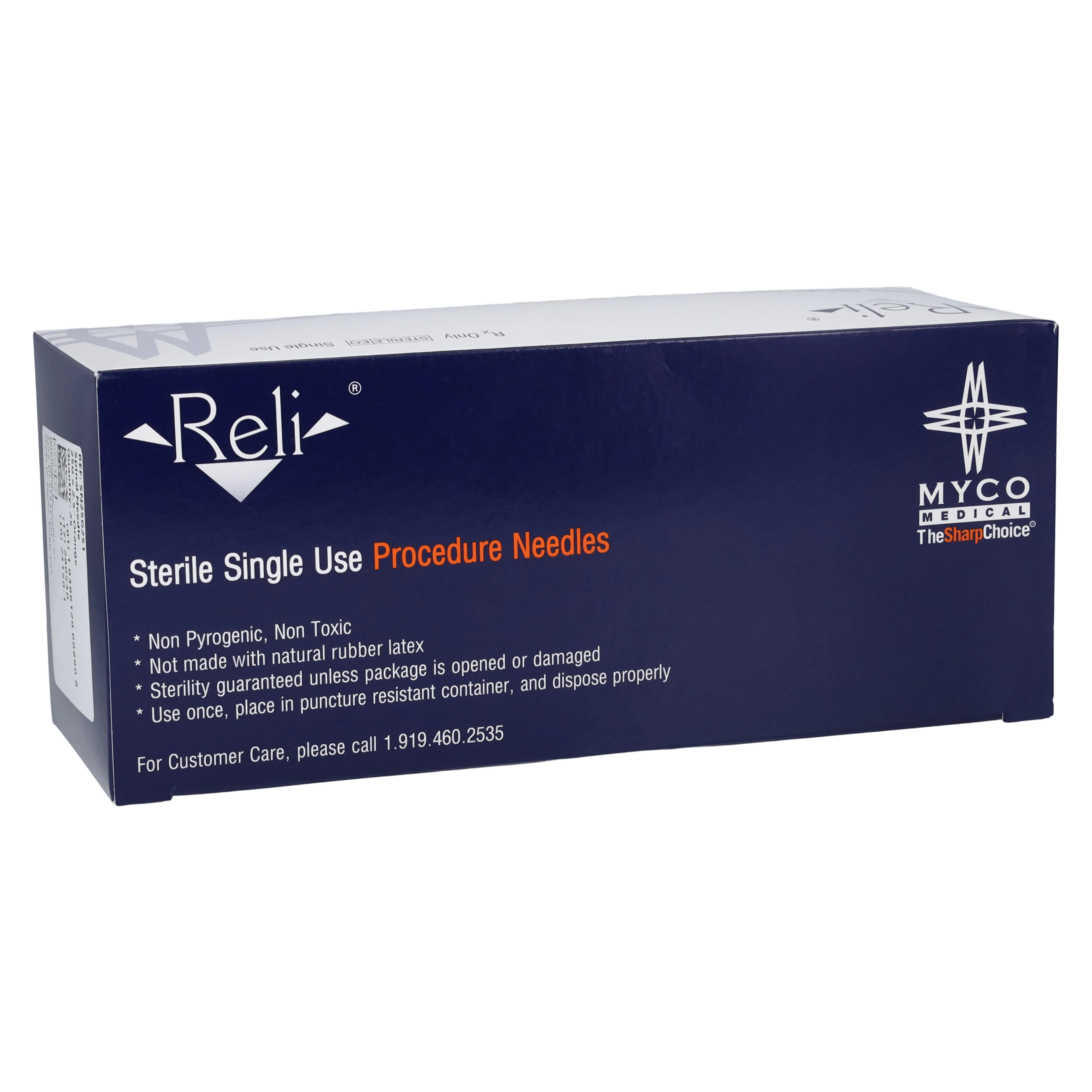 Myco Medical Reli Quincke Point Spinal Needle, 25G x 2-1/2", Orange, Sterile, 25/Bx, SN25G251 - MYCO RELI QUINCKE POINT SPINAL NEEDLES SN25G251 - Image 1