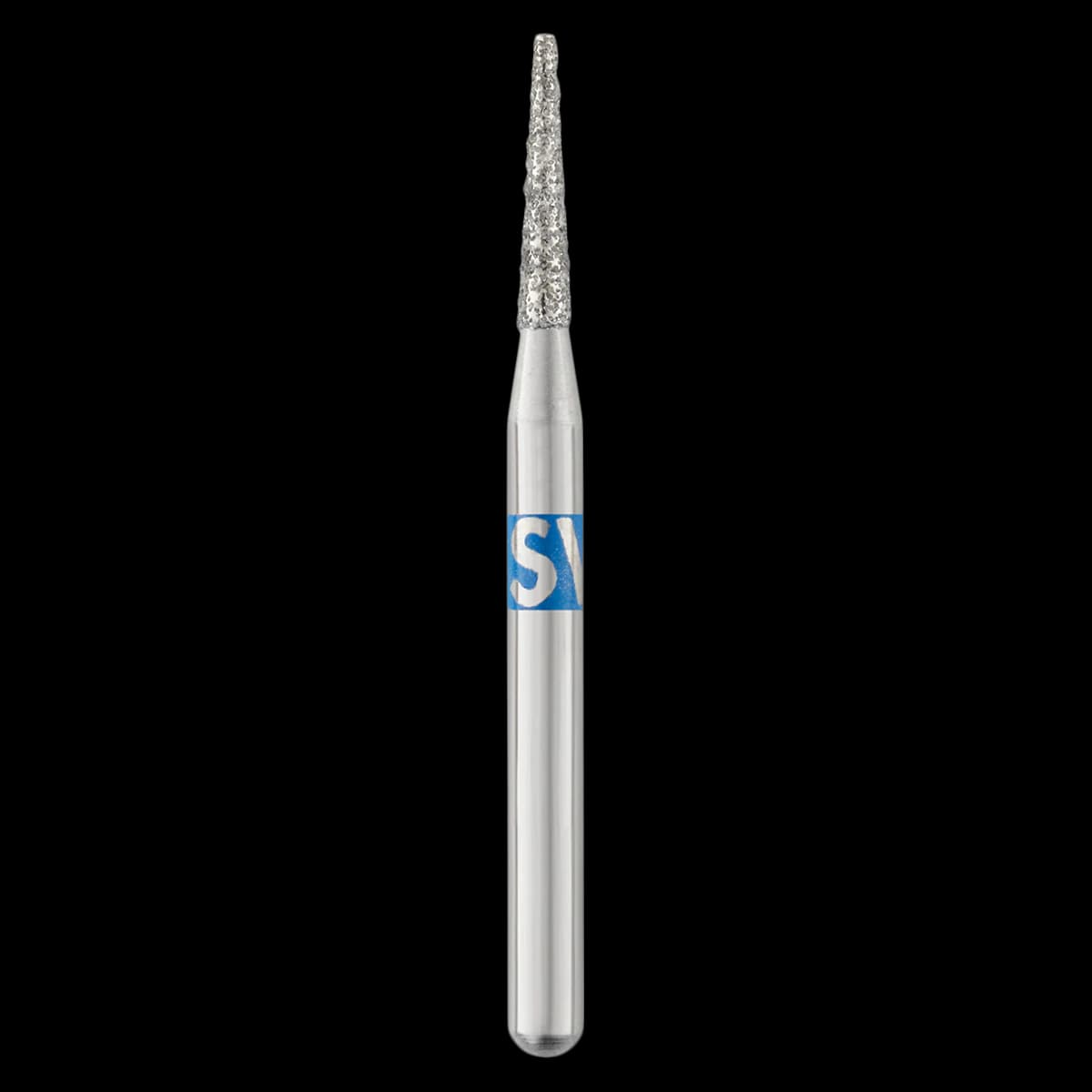 SS White Piranha Single-Use Diamond Bur, 852-012M, Medium Grit, Christmas Tree (Round End Taper), Friction Grip, 25/Pk - Piranha Diamond 852-012M 25/Pk - Image 1