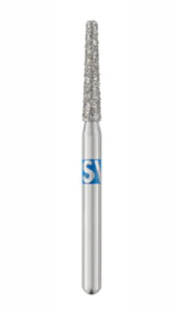 Piranha® Single Patient Use Diamond Bur, Modified Flat End Taper, FG, Medium Grit, #847KR-016M, 1.6 mm Diameter, 25/Pkg - Piranha® Single Patient Use Diamonds – Modified Flat End Taper FG, 25/Pkg - Medium, Size #847KR-016M, 1.6 mm Diameter - Image 1