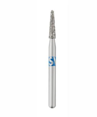 SS White Piranha Diamond Bur, Fine Grit, Round End Taper, Friction Grip, 855-016F, 25/Pk - Piranha Diamond 855-016F 25/Pk - Image 1