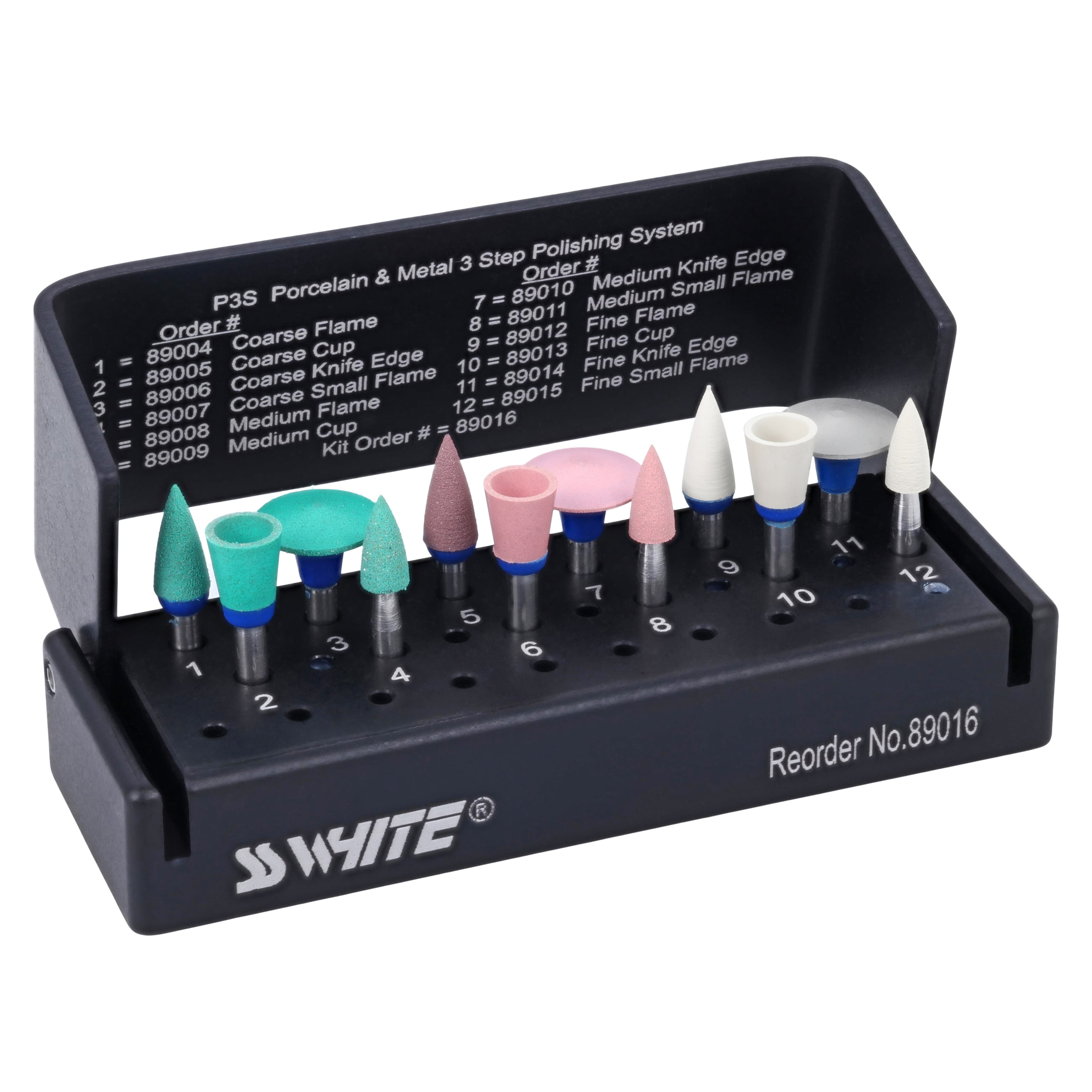 Jazz P3S Diamond Polishers, RA, 12-Piece Kit with Autoclavable Bur Block, 12/Pk, 89016 thumbnail 2