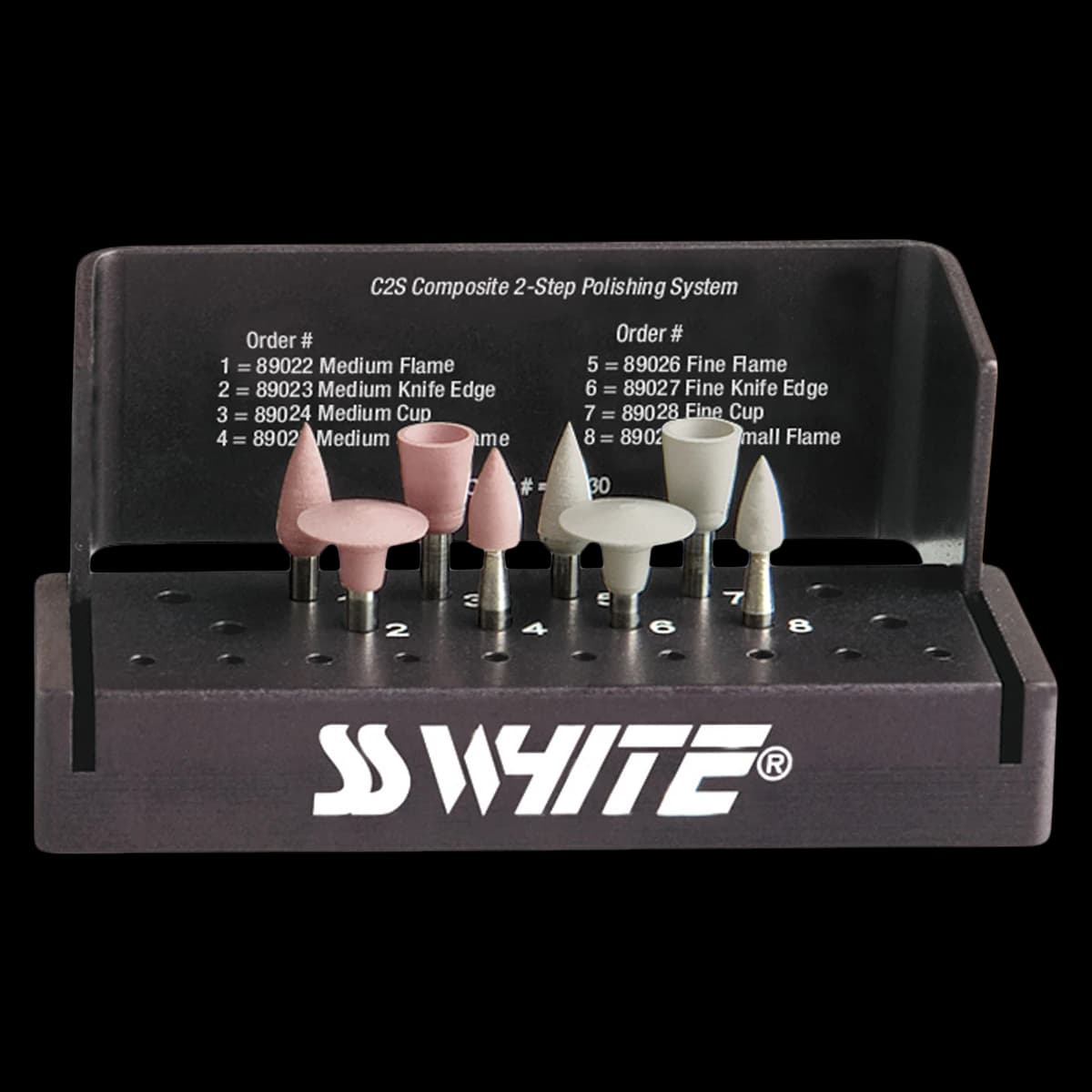 Jazz C2S Diamond Polishers, RA, 8-Piece Composite Kit with Autoclavable Bur Block, 8/Pk, 89030 - Jazz C2S Diamond Polishers, RA, 8-Piece Composite Kit with Autoclavable Bur Block, 8/Pk - Image 1