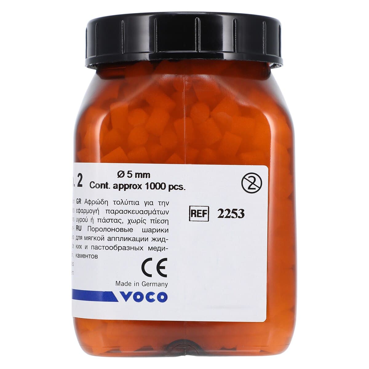 VOCO Pele Tim Foam Pellets, No. 2 Medium, 5 mm, 1000/Bottle thumbnail 3