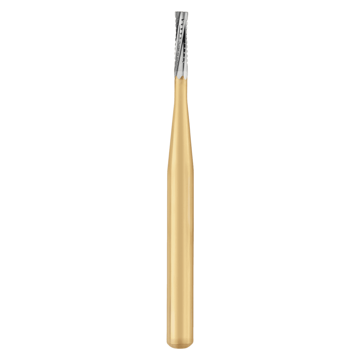 SS White Great White Gold Carbide Bur, Sterile, FG Straight Fissure Cross Cut, #556 (GW556), 25/Roll - GW556 Great White Gold Carbide Sterile Roll of 25 - Image 1