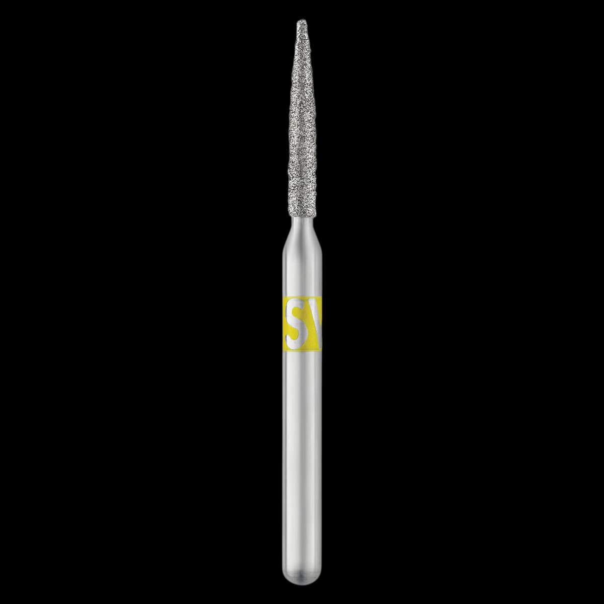 Piranha Diamond Single-Use Burs, FG, Flame, #862-012VF, 1.2 mm, Very Fine, Yellow, 25/Pk - Piranha Diamond Single-Use Burs, FG, Flame, # 862-012, 1.2 mm, Very Fine, Yellow, 25/Pk - Image 1