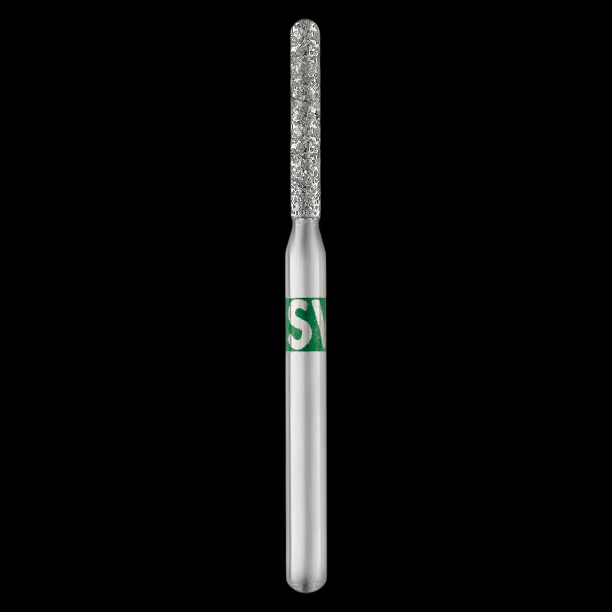 Piranha Diamond Single-Use Burs, FG, Round End Cylinder, #881-012C, 1.2 mm Diameter, Coarse, Green, 25/Pk - Piranha Diamond Single-Use Burs, FG, Round End Cylinder, # 881-012, 1.2 mm, Coarse, Green, 25/Pk - Image 1