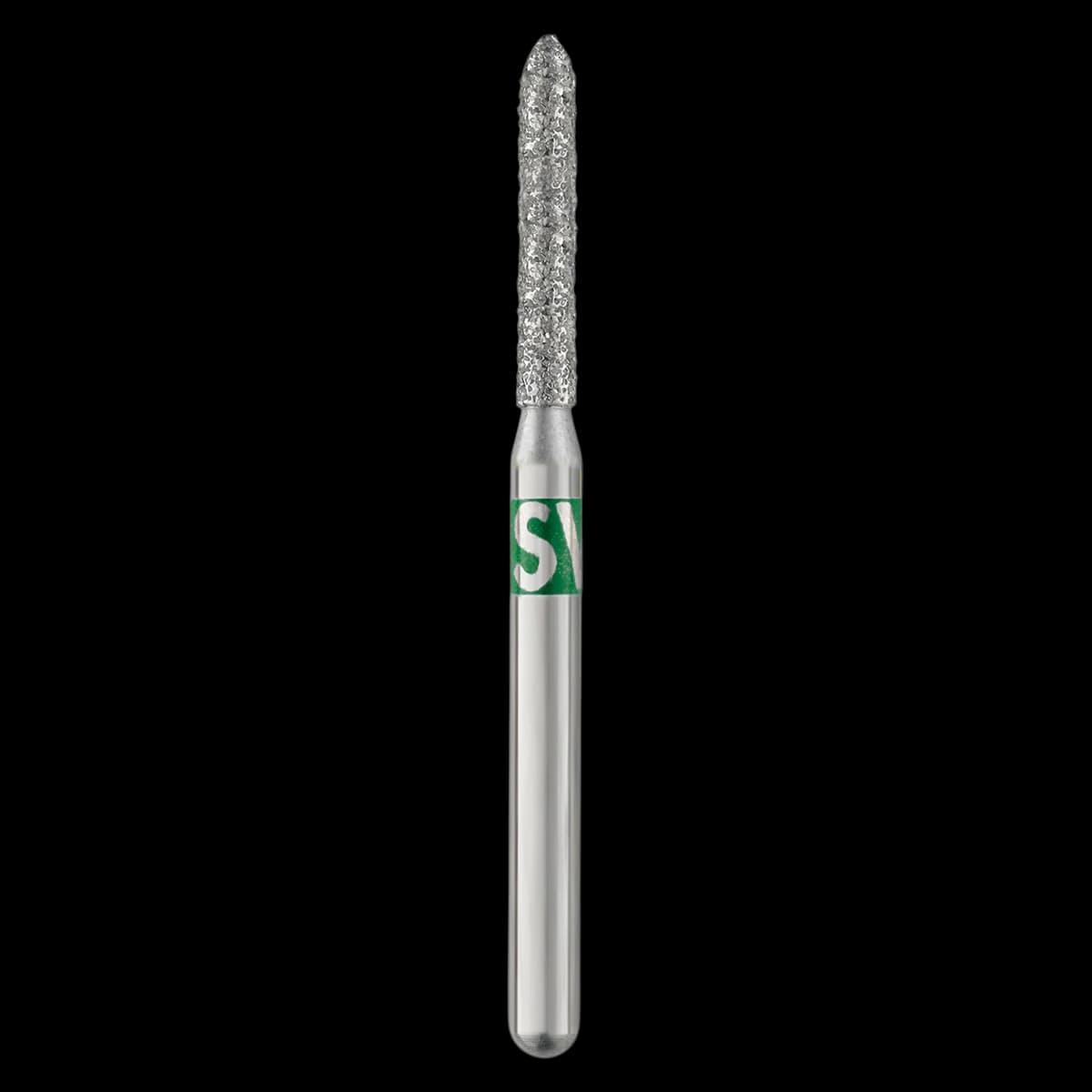Piranha Diamond Single-Use Burs, FG, Modified Beveled Cylinder, #878-014C, 1.4 mm Diameter, Coarse, Green, 25/Pk - Piranha Diamond Single-Use Burs, FG, Modified Beveled Cylinder, # 878-014, 1.4 mm, Coarse, Green, 25/Pk - Image 1