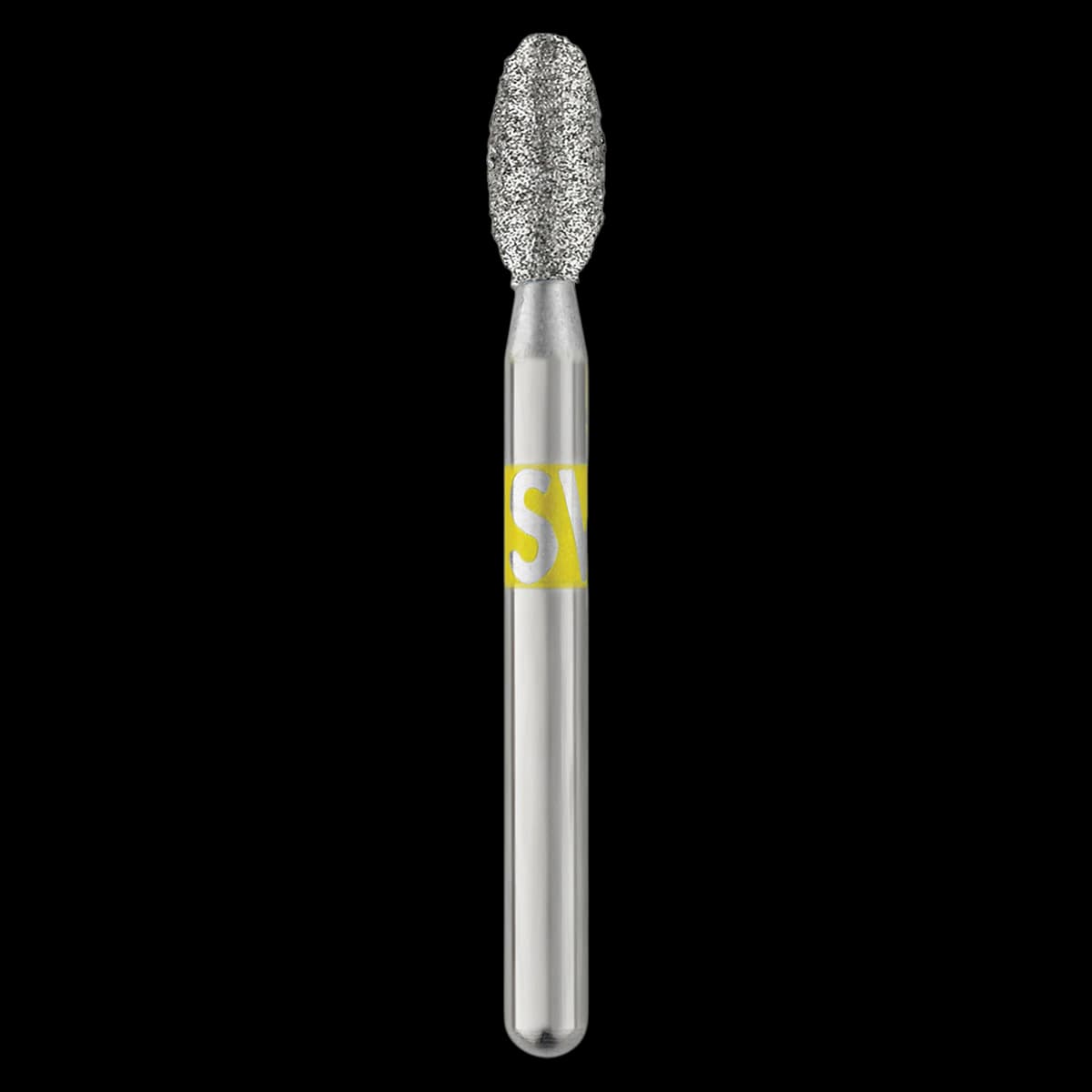 Piranha Diamond Single-Use Burs, FG, Football, # 379-023, 2.3 mm, Very Fine, Yellow, 25/Pk, 379-023VF - Piranha Diamond Single-Use Burs, FG, Football, # 379-023, 2.3 mm, Very Fine, Yellow, 25/Pk - Image 1