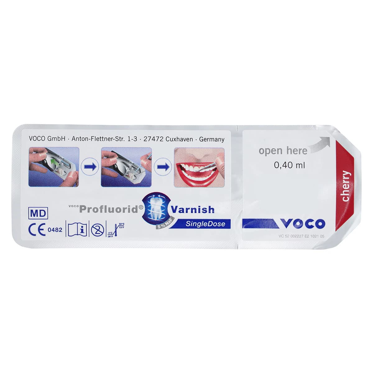 VOCO Profluorid 5% Sodium Fluoride Varnish, Cherry, Single-Dose 0.4 mL, 50/Pkg, 2227 thumbnail 2