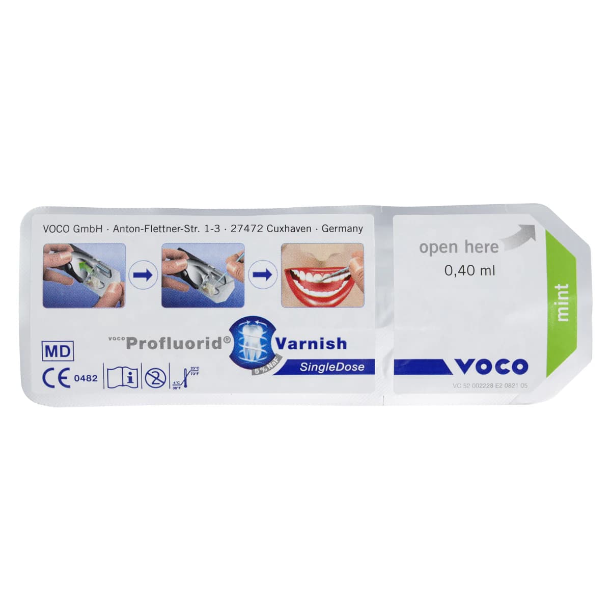 VOCO Profluorid Varnish SingleDose, 5% Sodium Fluoride, Mint, 0.40 mL, 50/Pkg, 2228 thumbnail 2