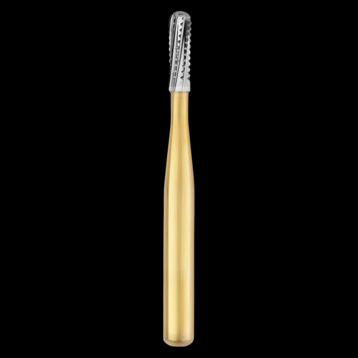 Great White Gold Series Carbide Bur, FGSS, Straight Fissure Round End Cross Cut, # GW2S, 1.2 mm Diameter, 3.8 mm Head Length, 100/Pk, 13096 - Great White Gold Series Carbide Burs, FGSS, Straight Round End Cross Cut, # 2S, 100/Pk, 13096 - Image 1