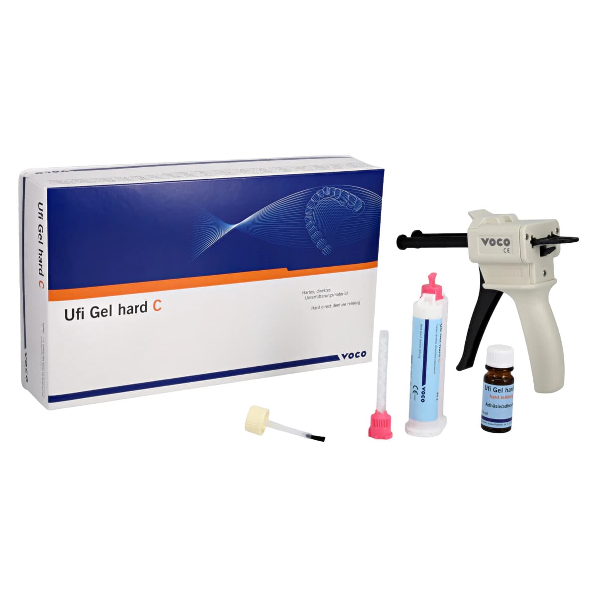 Ufi Gel hard C Intro Kit, Hard Denture Reline Material, 80g Cartridge, 10ml Adhesive, Dispenser & Mixing Tips thumbnail 9