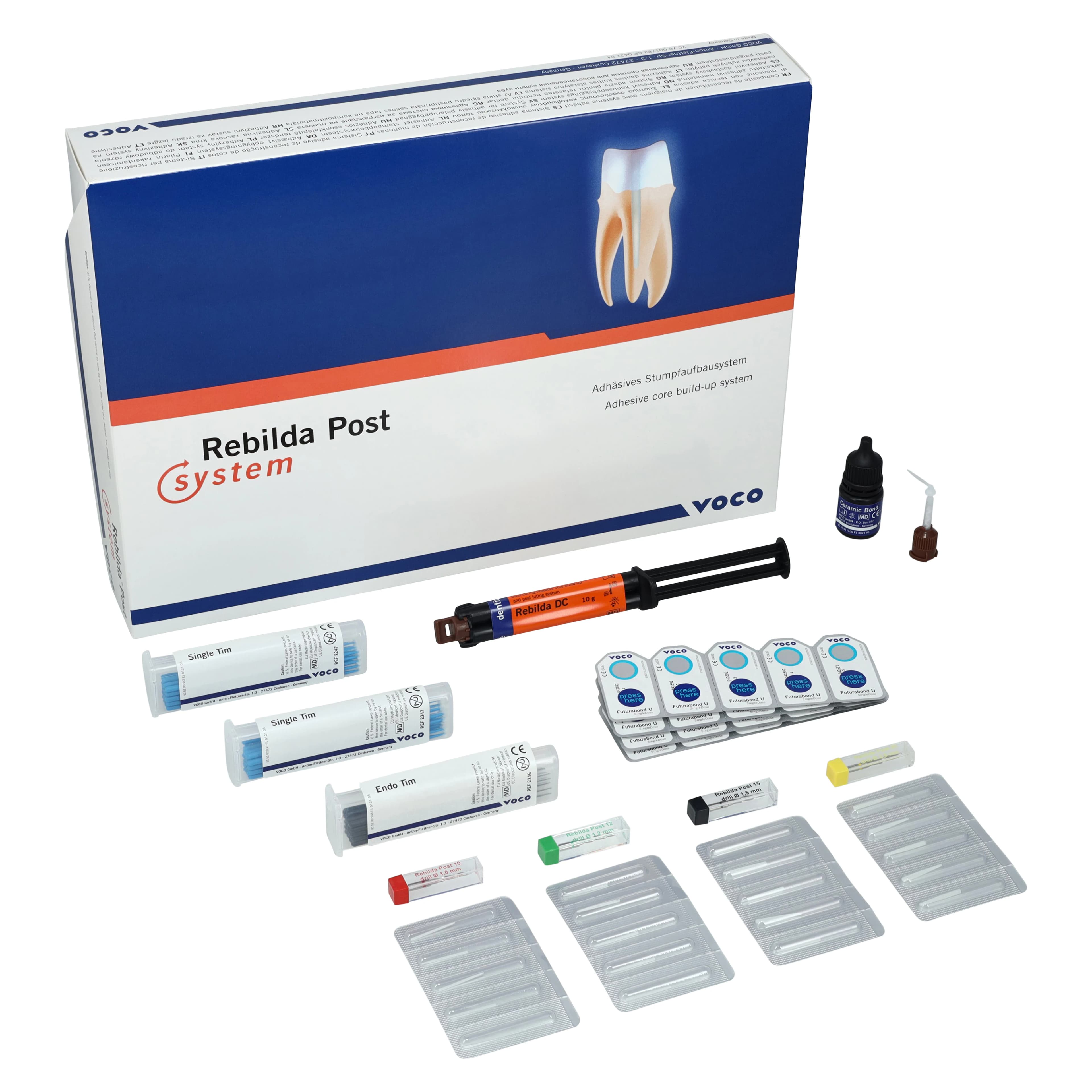 Rebilda Post System Kit 2, Fiber-Reinforced Resin Posts, 20 Posts (5 each: 1.0mm, 1.2mm, 1.5mm, 2.0mm), Complete Kit - Rebilda Post System Kit 2 - Image 1