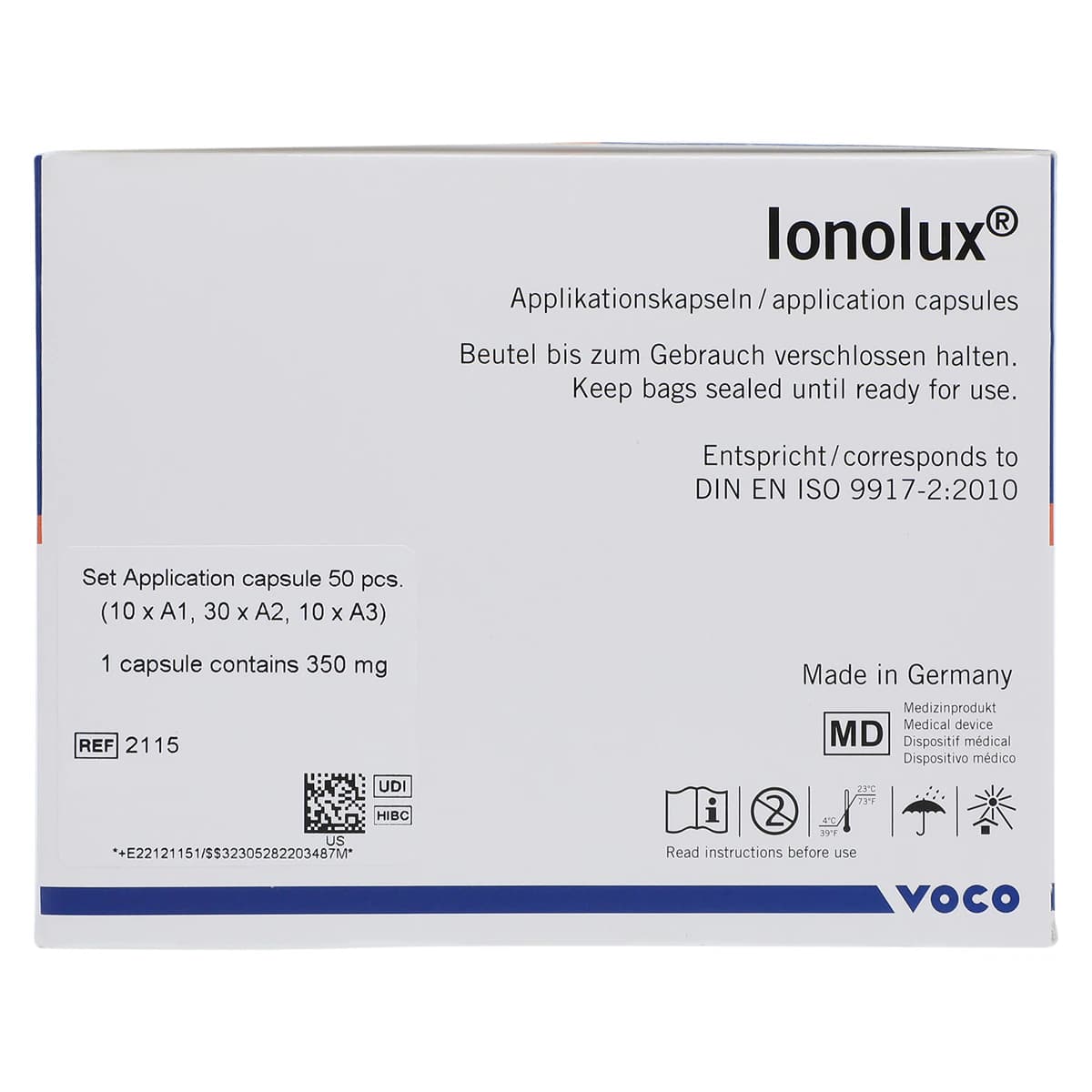 VOCO Ionolux Light-Cured Resin-Modified Glass Ionomer Restorative Intro Kit, Application Capsules 0.17 mL, 50/Pkg (A1, A2, A3) thumbnail 2
