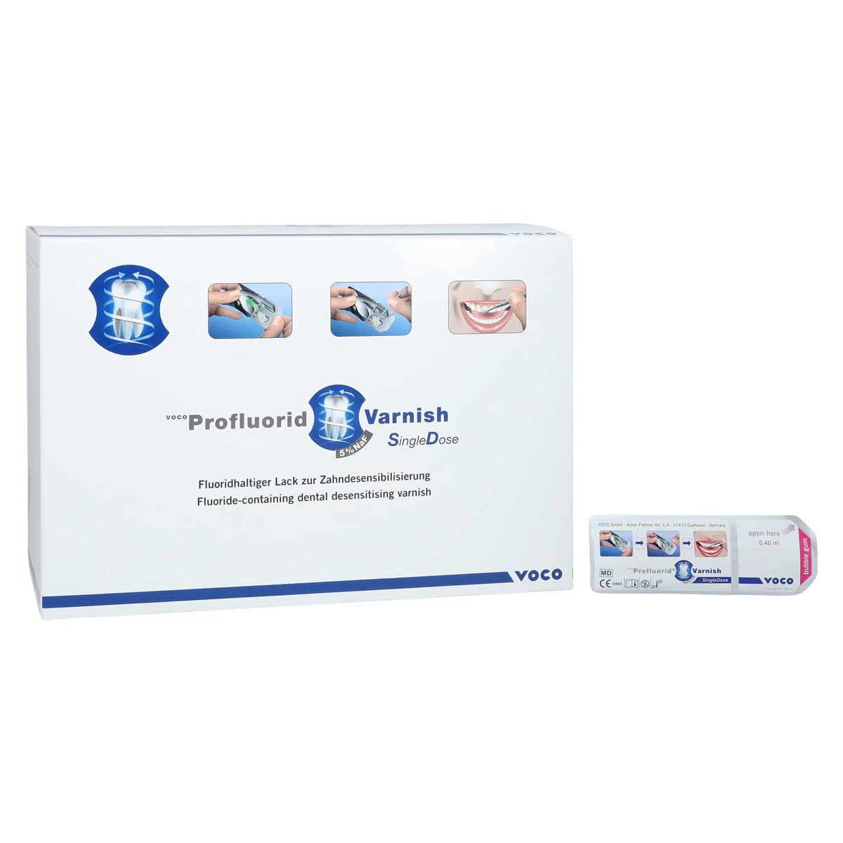 VOCO Profluorid 5% Sodium Fluoride Varnish, Single Dose, Bubble Gum, 0.4 mL, 200/Pack, 2239 thumbnail 2