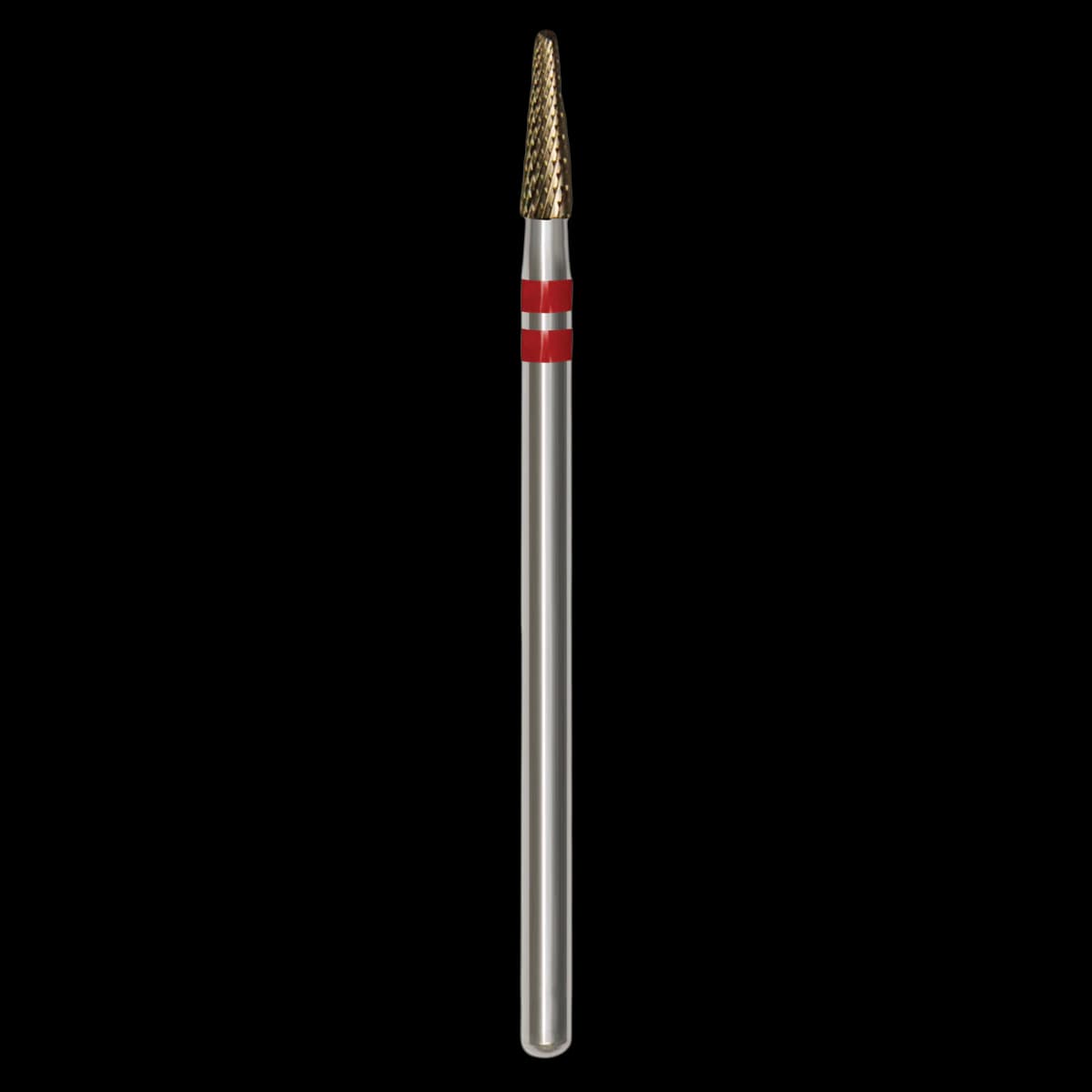 Great White® Lab Series Carbide Bur, EF Series, ISO 198, Cross Cut, Head Diameter 023, HP Shank, Red/Red Band, GW138-023 - Great White&reg; Lab Series Carbide Burs - EF Series GW138-023 (ISO 198) - Image 1