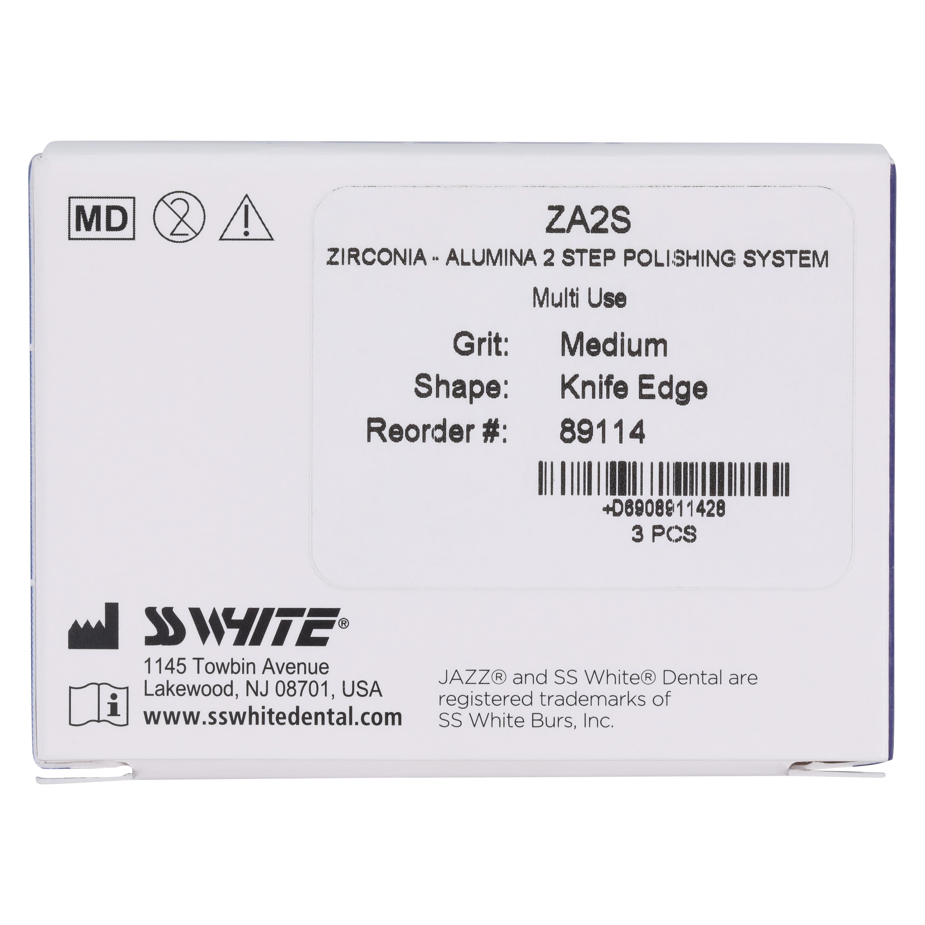 Jazz ZA2S Zirconia-Alumina 2-Step Universal Polishing System, Medium Grit, RA (Right Angle), Knife Edge, 3/Pkg, 89114 thumbnail 5