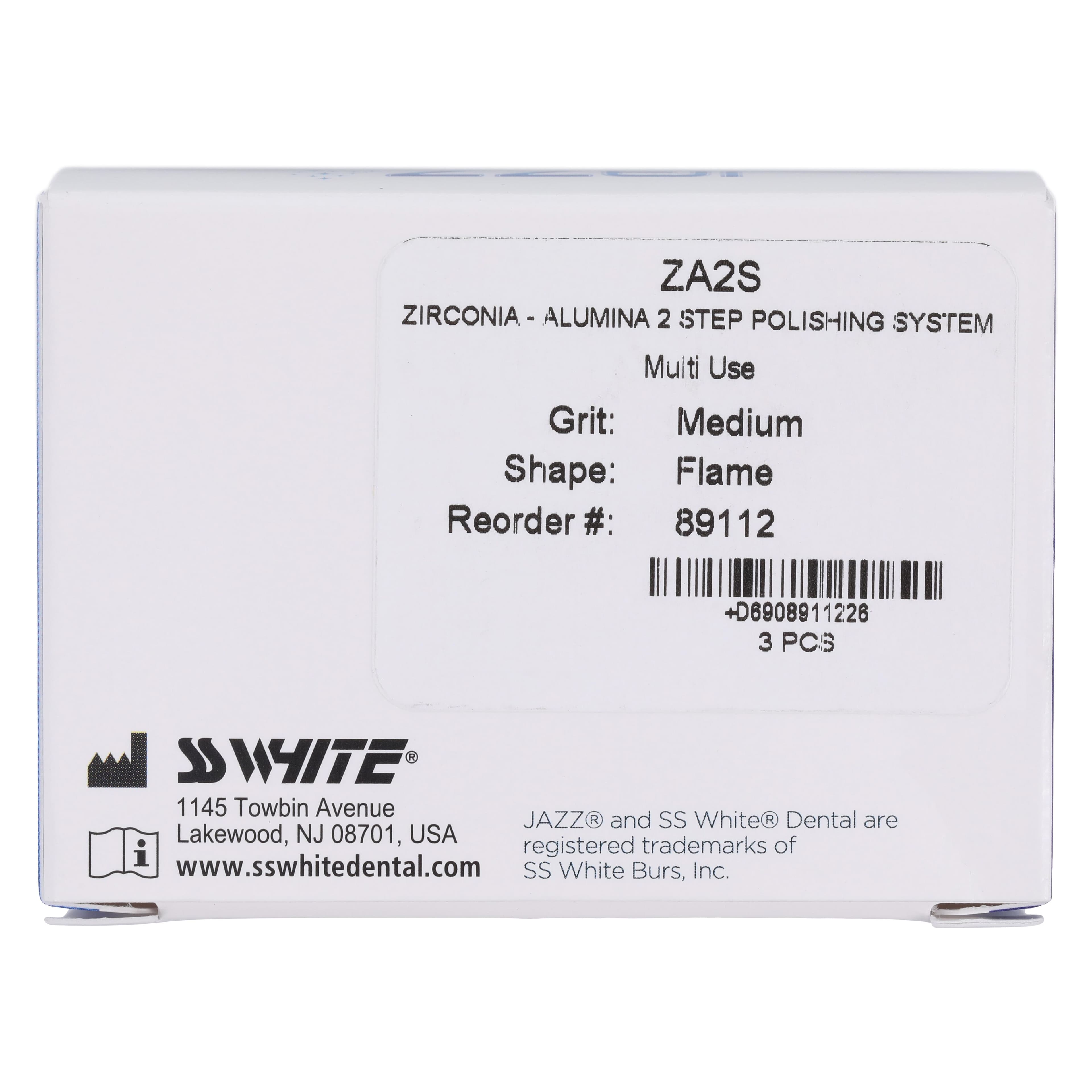 Jazz ZA2S Zirconia-Alumina 2-Step Universal Polishing System, Medium Grit, RA (Right Angle) Shank, Flame Shape, 3/Pkg, 89112 thumbnail 5