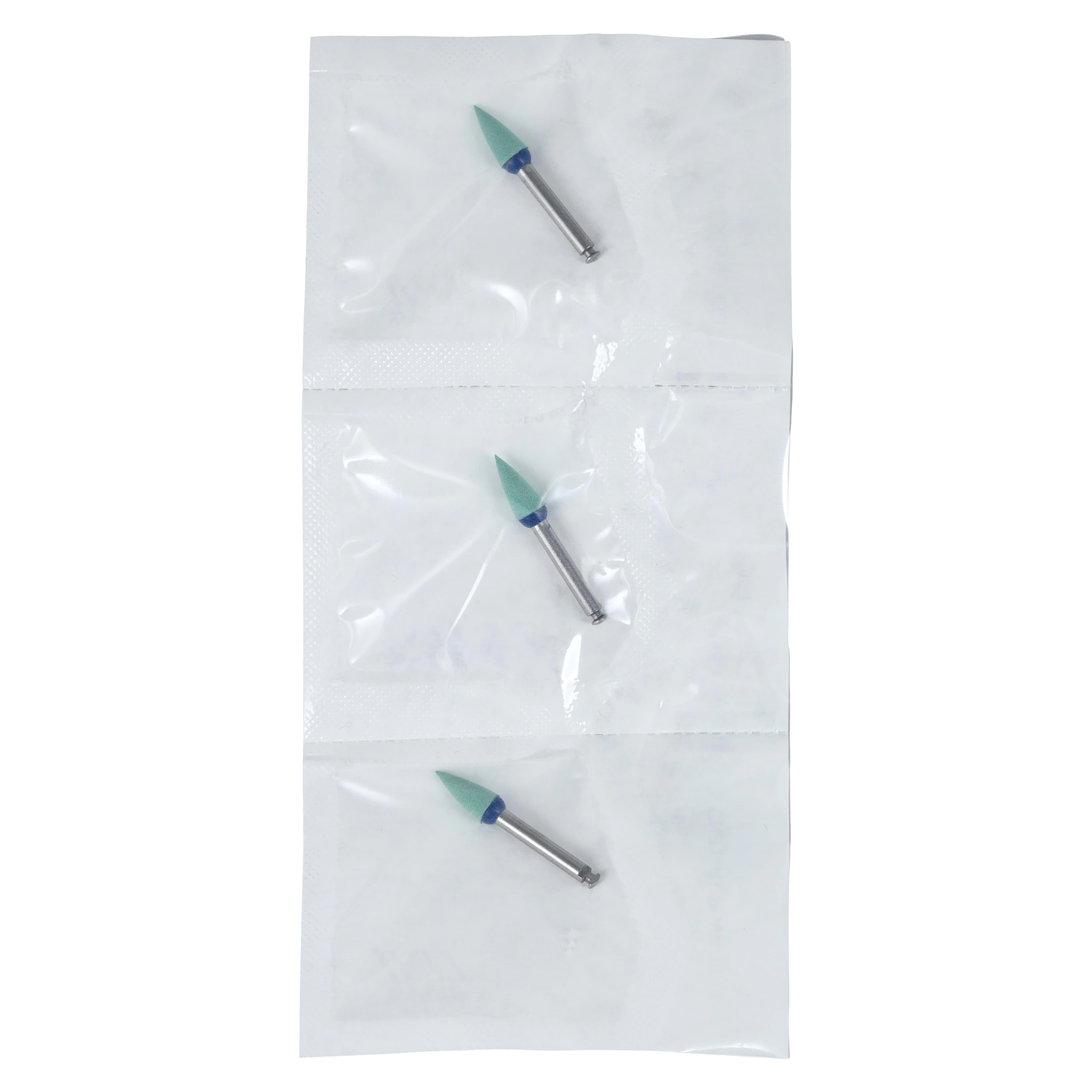 Jazz ZA2S Zirconia-Alumina 2-Step Universal Polishing System, Sterile, Medium Grit, RA Shank, Flame Shape, 3/Pkg, 89112-S3 - Jazz&reg; ZA2S Zirconia-Alumina 2-Step Universal Polishing System - Sterile - Medium RA - Flame - Image 1