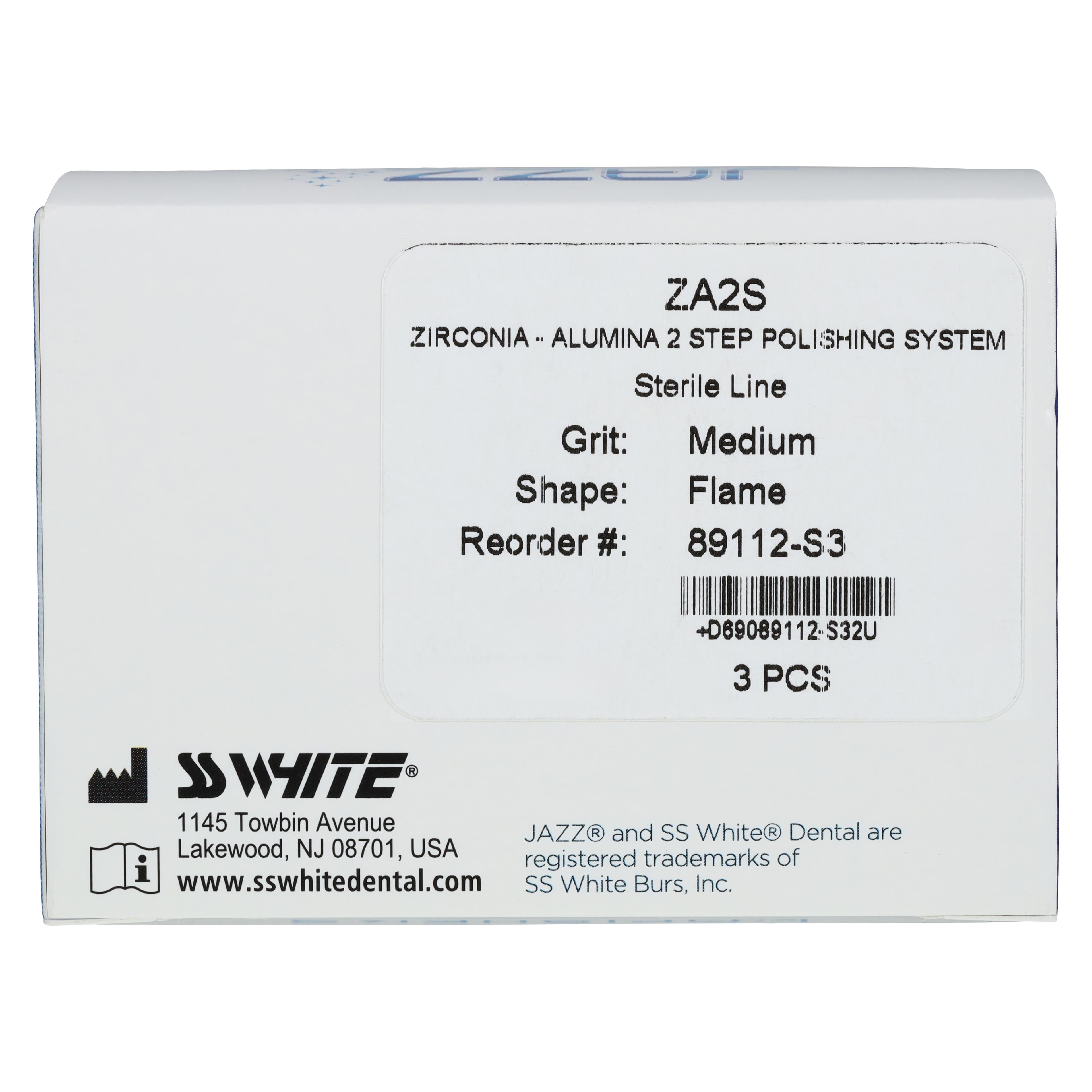 Jazz ZA2S Zirconia-Alumina 2-Step Universal Polishing System, Sterile, Medium Grit, RA Shank, Flame Shape, 3/Pkg, 89112-S3 thumbnail 5