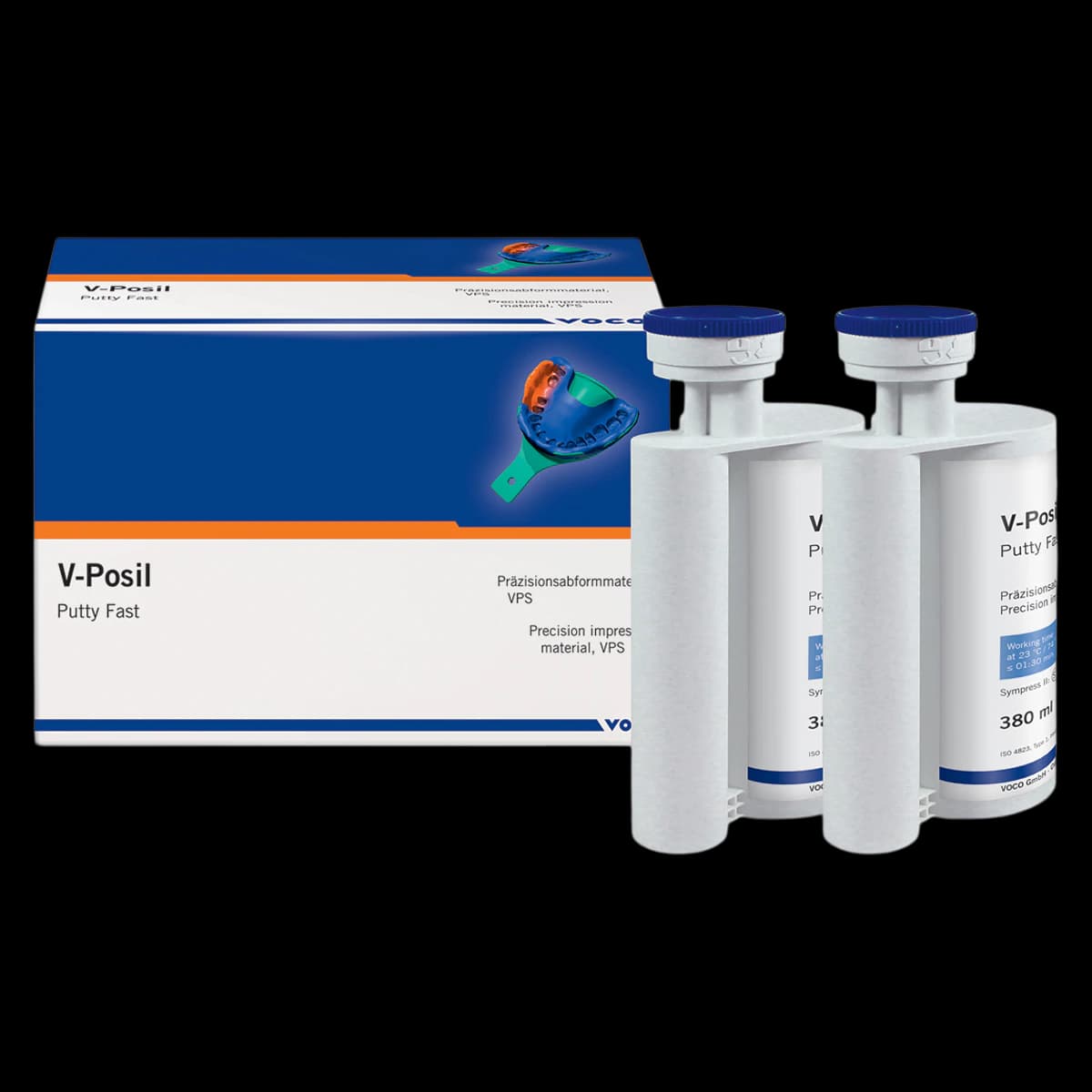 V-Posil Putty Fast Vinyl Polysiloxane Impression Material, 380 mL Cartridge, Pack of 2 - V-Posil Putty Fast 380mL Cartridge Pack of 2 - Image 1