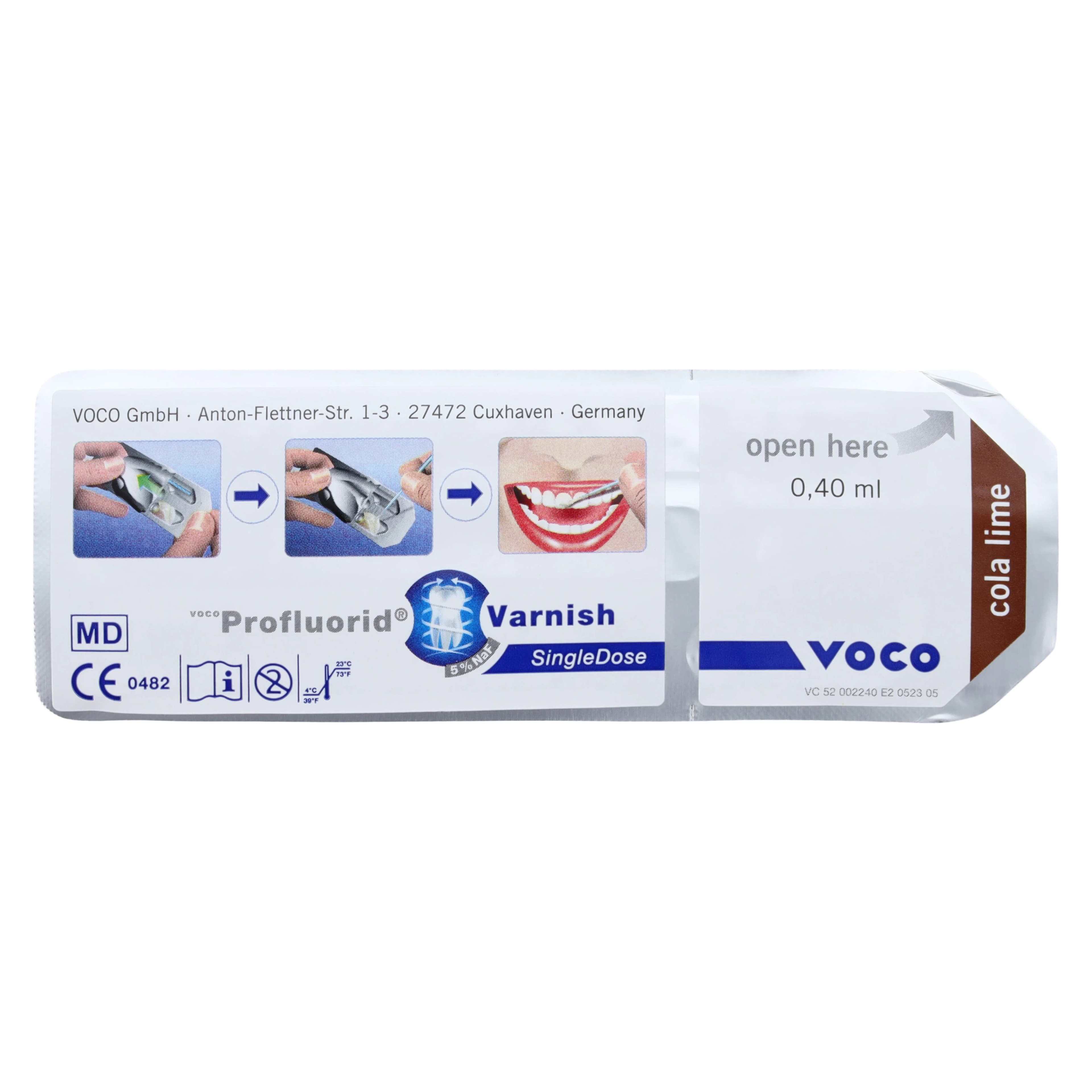 VOCO Profluorid 5% Sodium Fluoride Varnish, Single Dose, 0.4 mL, Cola-Lime, 200/Pk thumbnail 2