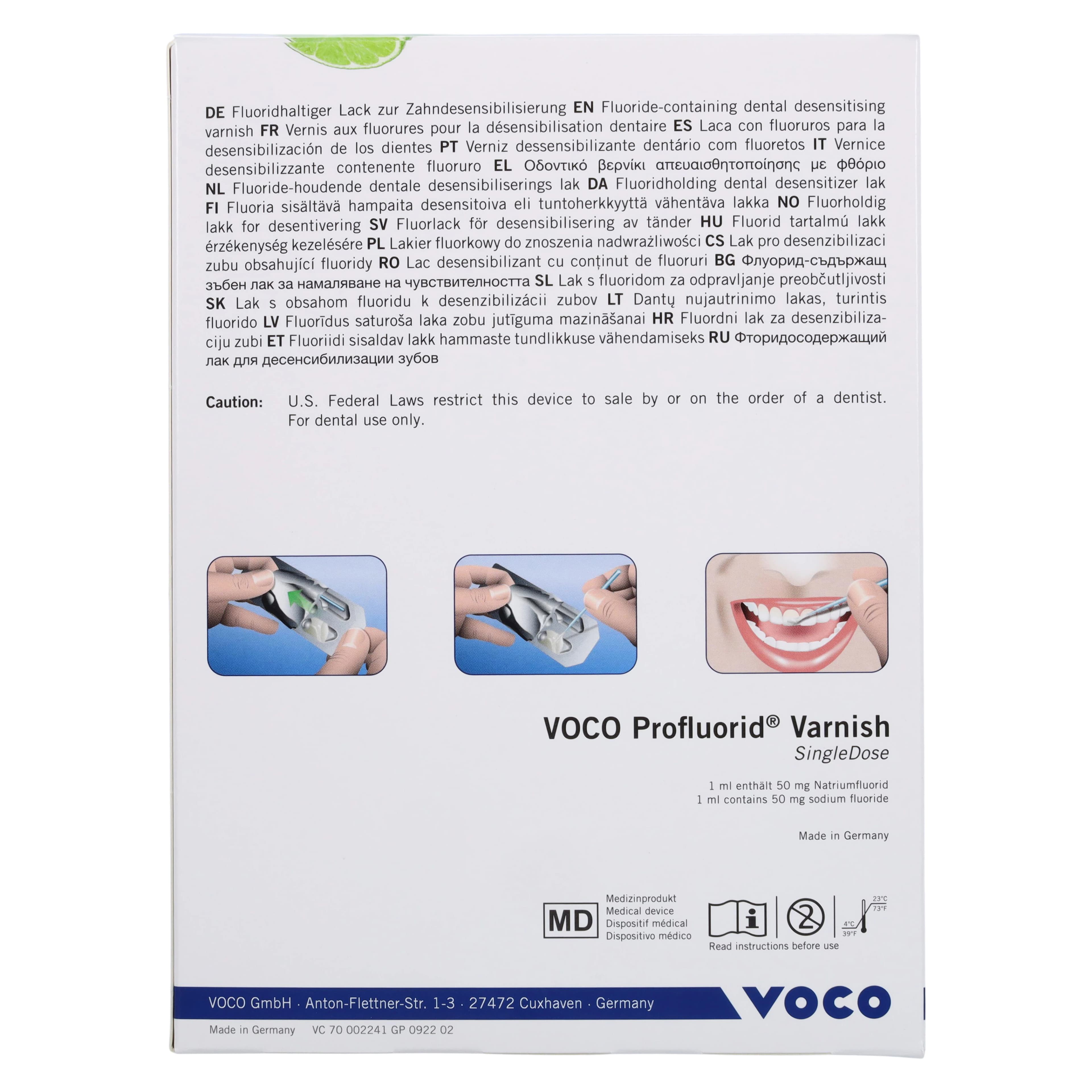VOCO Profluorid 5% Sodium Fluoride Varnish, Single Dose, 0.4 mL, Cola-Lime, 200/Pk thumbnail 3