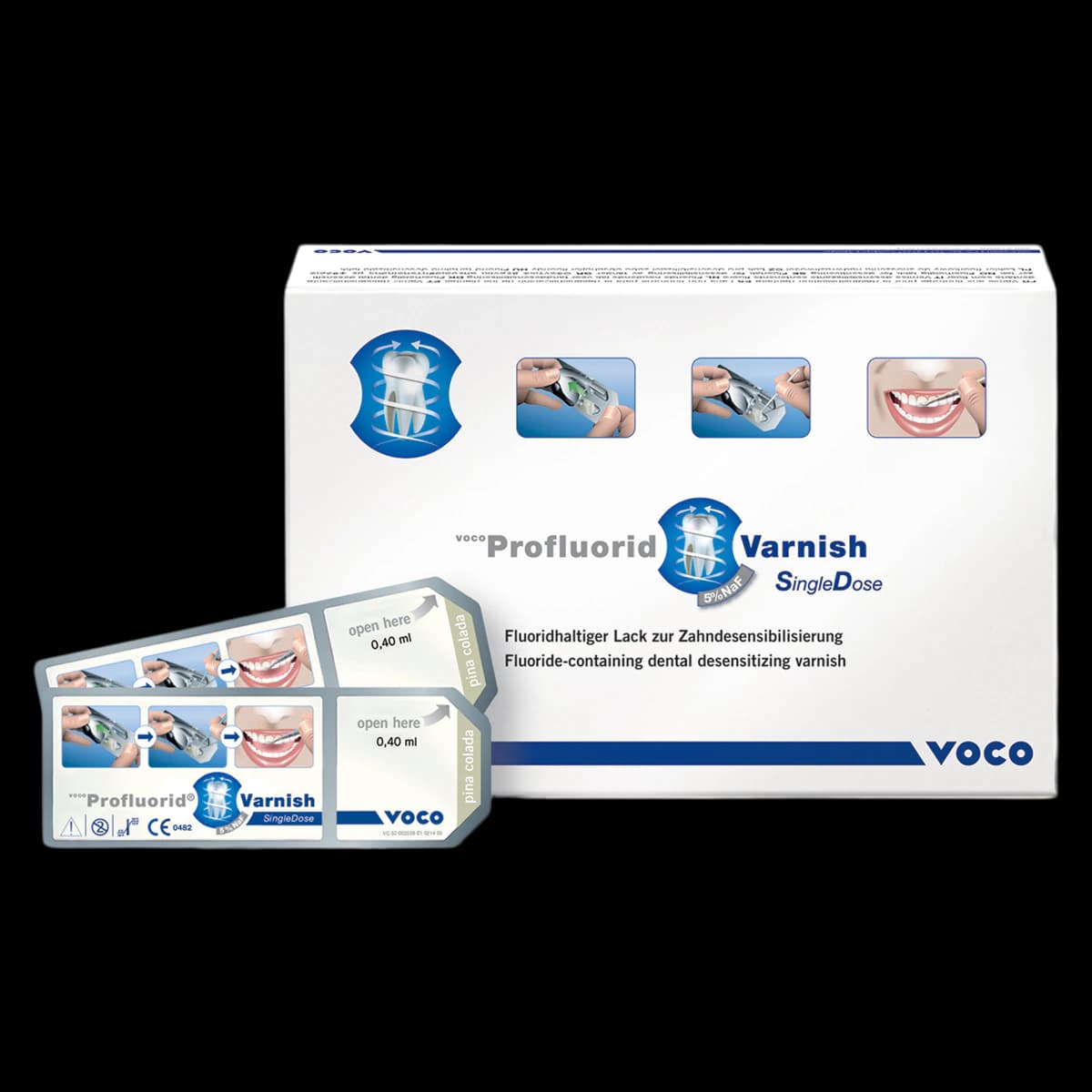 Profluorid Varnish 5% Sodium Fluoride, SingleDose, Pina Colada, 0.4 mL, 50/Bx - Profluorid Varnish .4ml Adult SingleDose Pina Colada Pack of 50 - Image 1