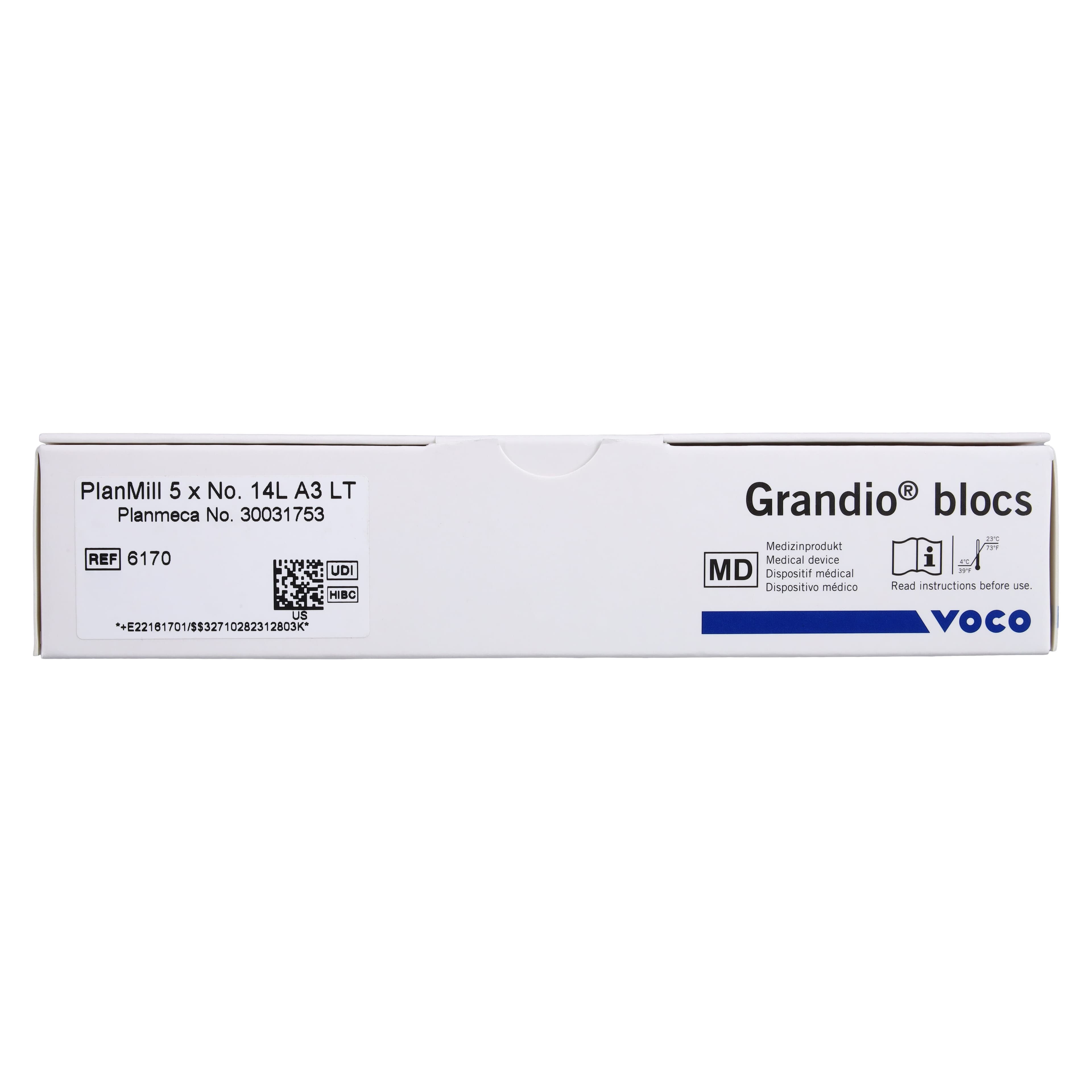 Grandio Blocs PlanMill Nano-Ceramic Hybrid CAD/CAM Block, LT (Low Translucency), Size 14L, Shade A3, 5/Pkg thumbnail 3
