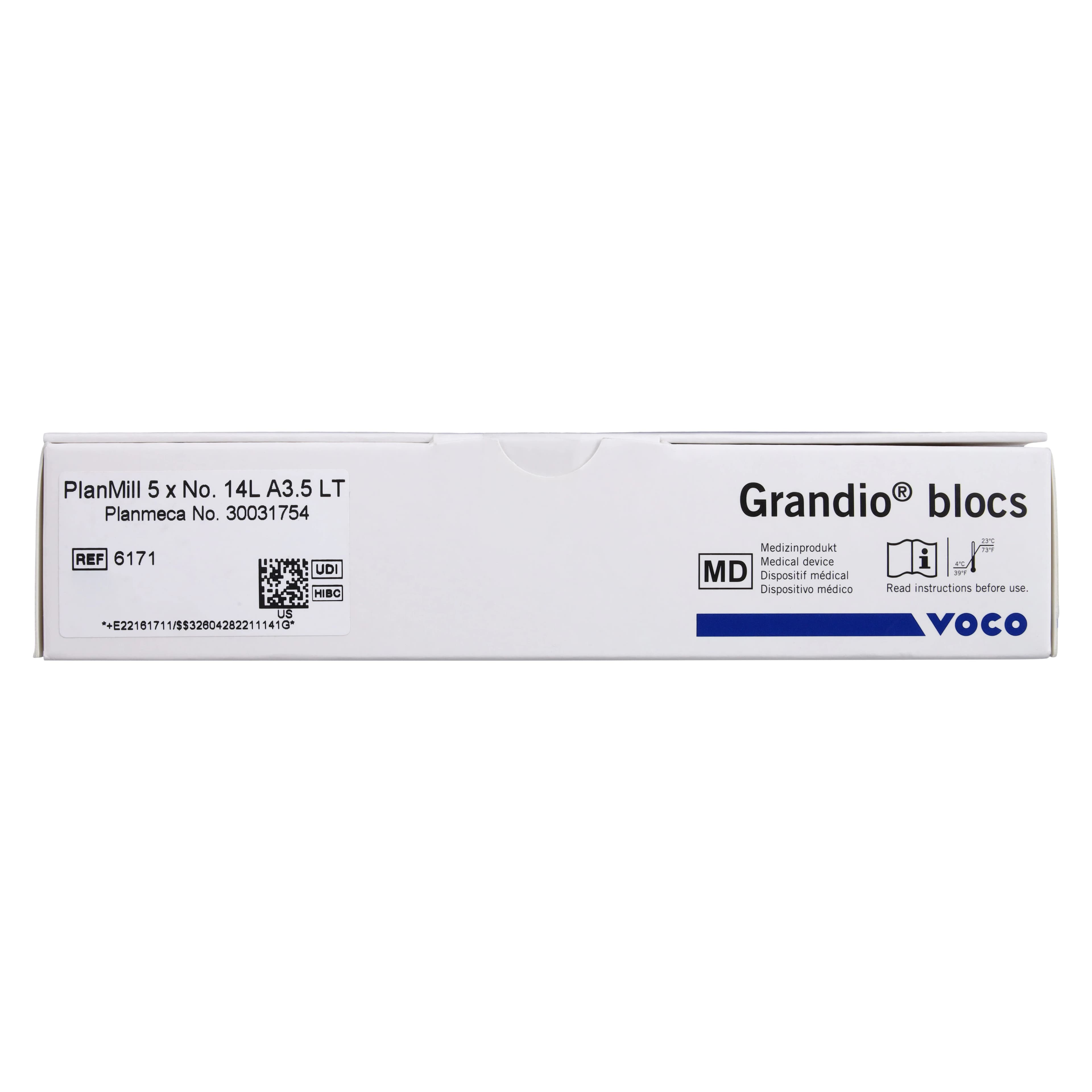 Grandio Blocs PlanMill Nano-Ceramic Hybrid CAD/CAM Block, LT (Low Translucency), Size 14L, Shade A3.5, 5/Pkg thumbnail 3