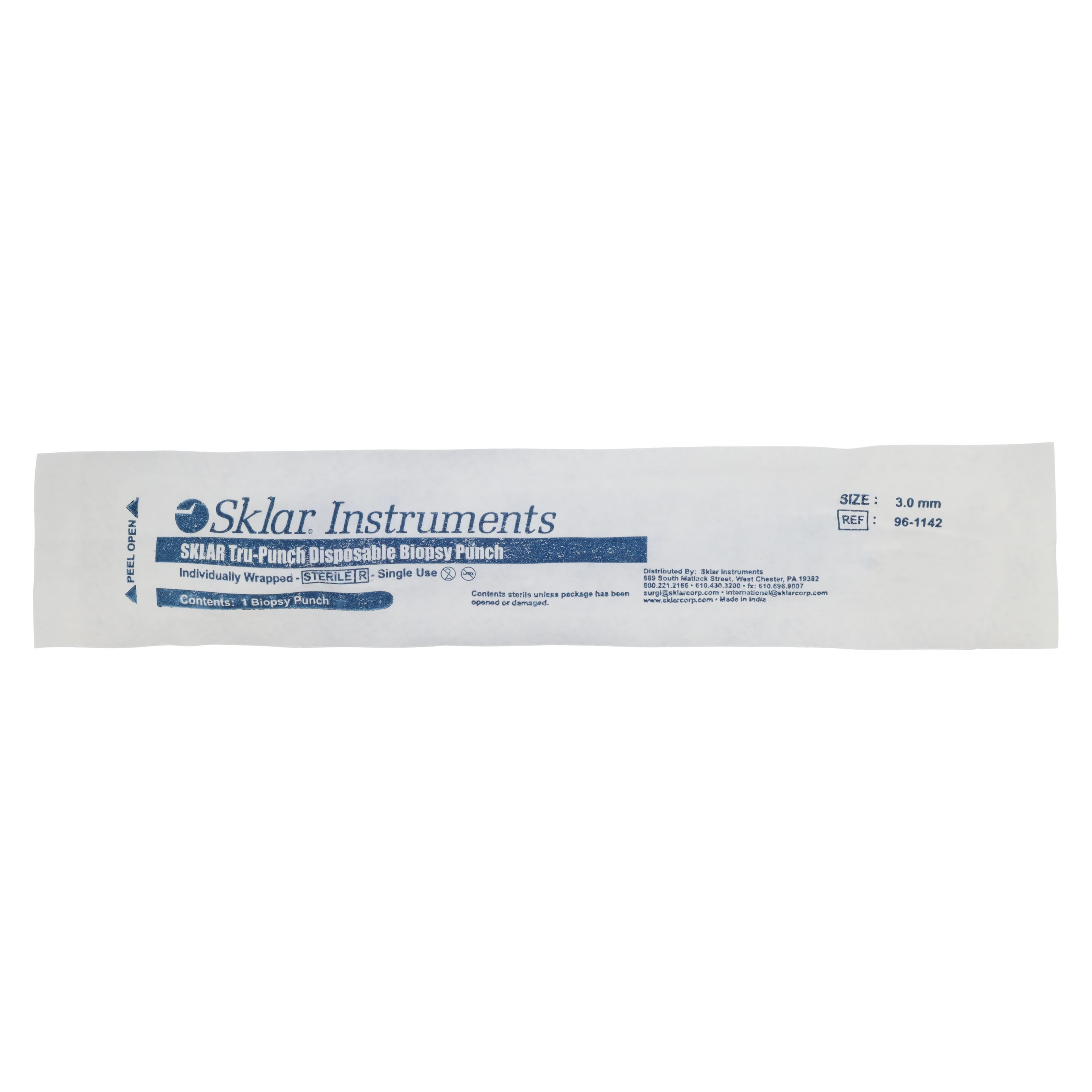 Sklar Instruments Tru-Punch Biopsy Punch, 3mm, Sterile, Stainless Steel Blade, Disposable, 25/Box thumbnail 3