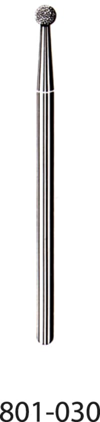 SS White Express Line Lab Diamond Bur, Round, Medium, HP, #801/030, 44.5mm, Pack of 5 - #801/030 Medium Express Line Lab Diamond Bur Round HP Pack of 5 - Image 1