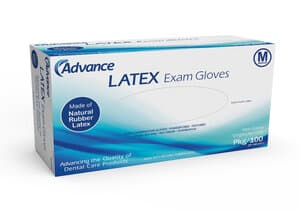 Advance™ Latex Examination Gloves, Powder Free, Medium, Box/100 - ADVANCE LATEX EXAM GLOVES POWDER FREE MEDIUM BOX/100 - Image 1