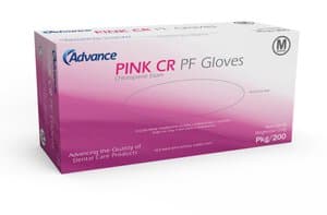Advance CR Pink Chloroprene Dental Examination Gloves, Powder-Free, Non-Sterile, Extra Small, 200/Box - ADVANCE CR PINK CHLOROPRENE GLOVES X-SMALL BX200 - Image 1