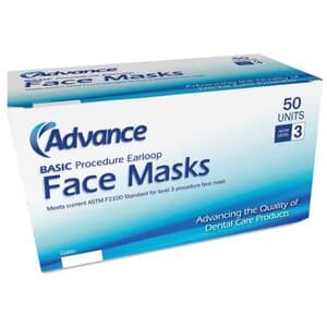 Advance™ Earloop Face Masks, Blue, ASTM Level 3, Box of 50 - ADVANCE LEVEL 3 BLUE FACE MASK EARLOOP BOX 50 - Image 1