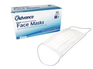 Advance™ Earloop Face Masks, White, ASTM Level 3, Box of 50 - ADVANCE LEVEL 3 WHITE FACE MASK EARLOOP BOX 50 - Image 1