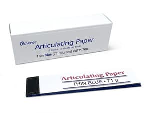 Advance Articulating Paper, Thin, Blue, 3/4" x 3-1/2", Booklet of 12 Sheets, Box of 12 Booklets - Articulating Paper Thin Blue - Image 1