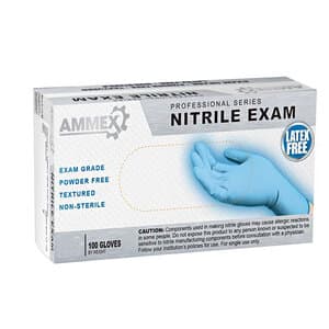 Ammex Professional Blue Nitrile Exam Gloves, Powder Free, Latex Free, Non-Sterile, Textured, Large, 100/Box thumbnail 9