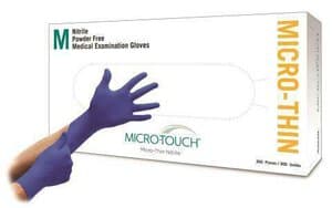 Micro-Touch Micro-Thin Nitrile Exam Gloves, Powder-Free, Medium, Blue, 300/Box - MICRO-TOUCH NITRILE GLOVES MICRO-THIN MED BX300 - Image 1
