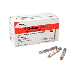 Xylocaine Anesthetic Cartridge, Lidocaine HCl 2% with Epinephrine 1:100,000, Red, 1.7 mL, Box of 50 - Xylocaine Anesthetic Cartridge Lidocaine HCl 2% Epinephrine 1:100,000 Red 1.7 mL Box/50 - Image 1