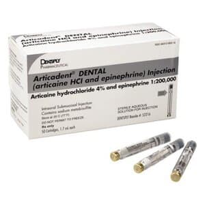 Articadent 4% Articaine HCl with Epinephrine 1:200,000 Dental Anesthetic Cartridges, 1.7 mL, Box of 50 - ARTICAINE HCL 4% 1:200,000 ARTICADENT BX/50 - Image 1