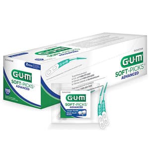 GUM Soft-Picks Advanced Interdental Cleaners, Longer Curved Handle, 2 Picks/Pack, 110 Packs/Box (220 Picks), 650PA thumbnail 2
