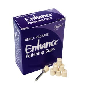 Enhance Polishing Cups, Refill Pack of 100 with Mandrel, Dentsply Sirona (Caulk) - ENHANCE POLISHING CUPS REF. PK/100 W/ MANDREL EA - Image 1