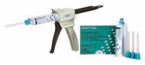 GC America Exabite II NDS Bite Registration Vinyl Polysiloxane (VPS) Creme, Fast Set, Aqua, 48 mL Cartridges, 2/Pack, 12 Mixing Tips, #132412 thumbnail 6
