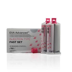 EXA Advanced VPS Impression Material, Injection Type, Fast Set, 2 x 48mL Cartridges with 6 Mixing Tips, Pink, 137113 image