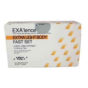 GC America EXA'lence VPES Impression Material Refill, Extra Light Body, Fast Set, 48 mL Cartridges, 4/Pkg with 12 Mixing Tips, Yellow, 137204 thumbnail 7