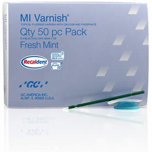 GC America MI Varnish Fresh Mint 5% Sodium Fluoride with RECALDENT (CPP-ACP), 0.4 mL Unit Dose, 50/Pack, 442505 thumbnail 16