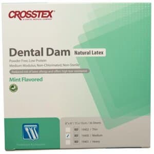 Crosstex Latex Dental Dam, 6" x 6", Medium Gauge, Mint Flavored, Green, 36/Box, 19400 thumbnail 6