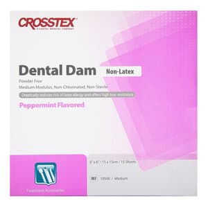 Crosstex Non-Latex Dental Dam, 6" x 6", Medium, Purple (Lavender), Peppermint Flavored, 15/Box, 19500 thumbnail 9