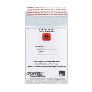 Crosstex Lab Transport Plastic Bags, 6" x 10", Adhesive Closure, Biohazard Symbol, 250/Pk thumbnail 2